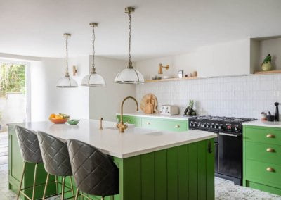 Classic Shaker Kitchen with a Bold Green and White Colour Palette